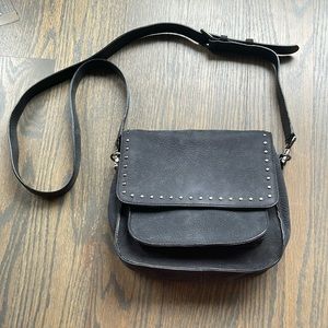 Women’s Rebecca Minkoff Black Nubuck Leather With Silver Ribbits Crossbody Bag